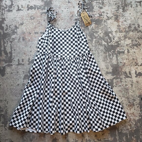 Fashioned by Tuesday of California Black and WhiteCotton Checkered Sun Dress NWT - Picture 1 of 15